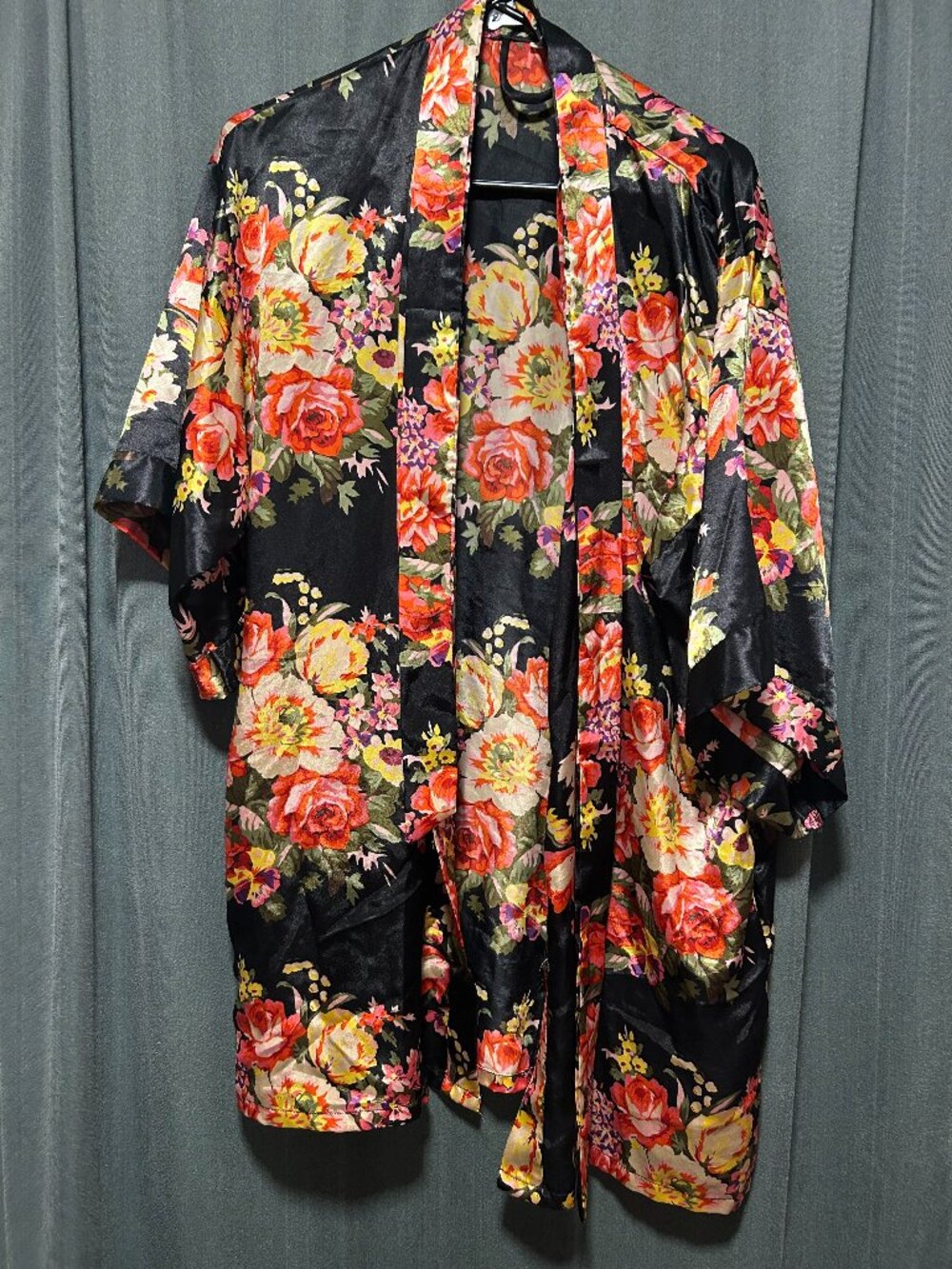 Satiny Floral Bathrobe